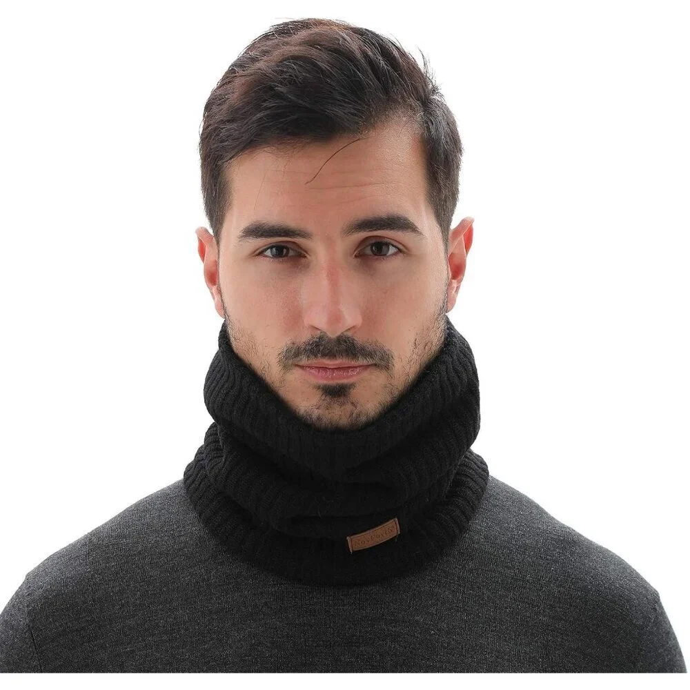 Men's Black 1 Winter Ski Neck Gaiter Face Scarf Fleece Lined Windproof Scarves